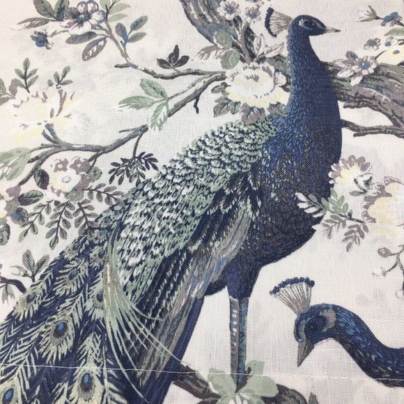 Laura Ashley Peacock 2 Window Curtain Panels 38x108 Belvedere Floral Blue Green - Picture 4 of 5